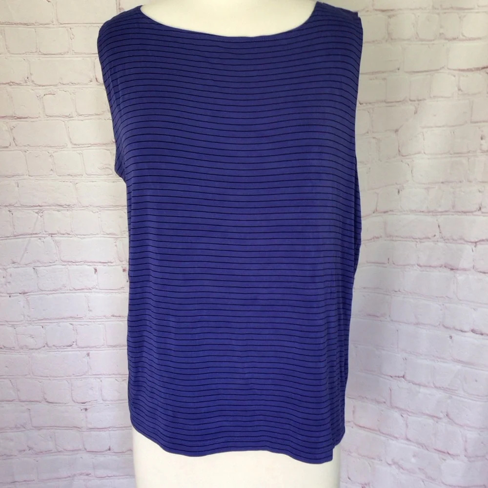 Chico’s Private Edition Purple and Black Stripe Sleeveless Top - Size 3